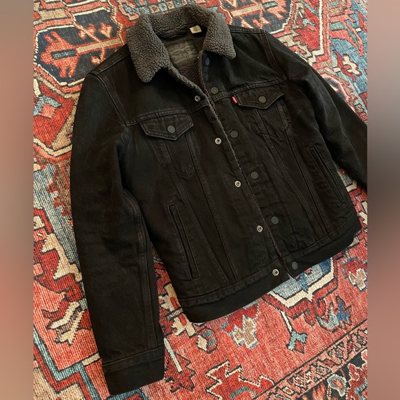 Levi's Jackets & Coats Levis Sherpa Tucker Jacket Black Mens Sizes